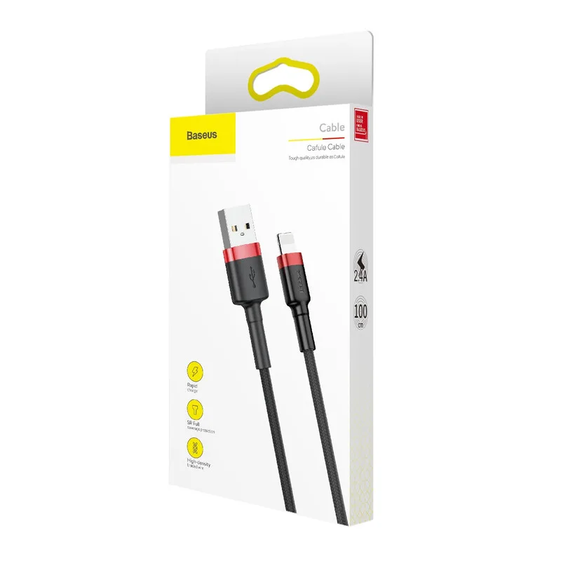 USB-A naar Lightning USB-kabel 1 m zwart-rood by Baseus – product photo