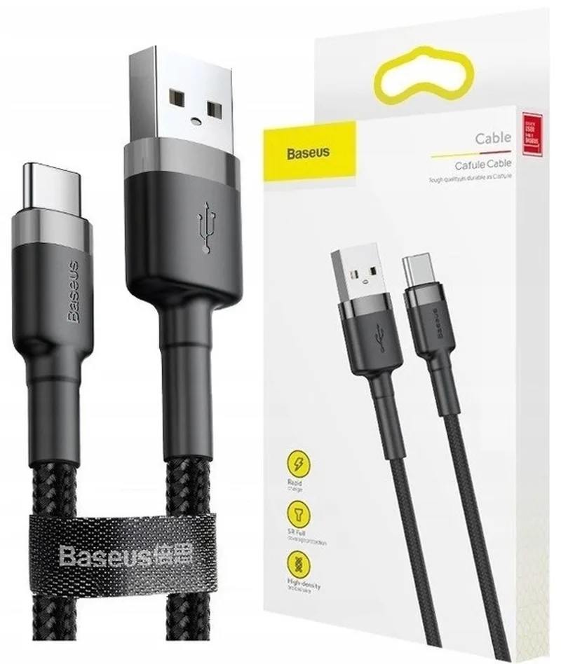 USB-A naar USB-C Kabel 50cm - Snelladen 3A QC van Baseus – productfoto