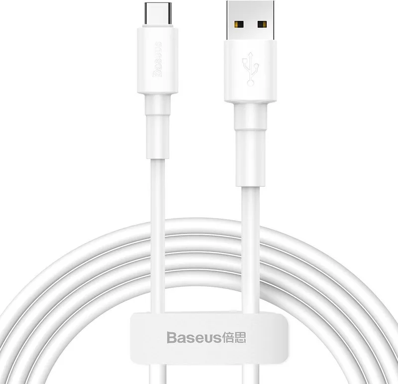 USB-A naar USB type-C kabel - Synchroniseren Opladen by Baseus in White – product photo