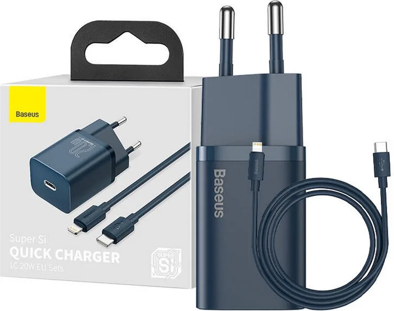 USB C Adapter - 20W - USB C Oplader - USB C Stekker - Snellader van Baseus in Blauw – productfoto