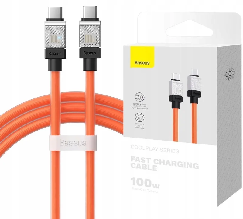 USB-C Kabel 1m 100W PD Snel Laden QC Oranje by Baseus – product photo