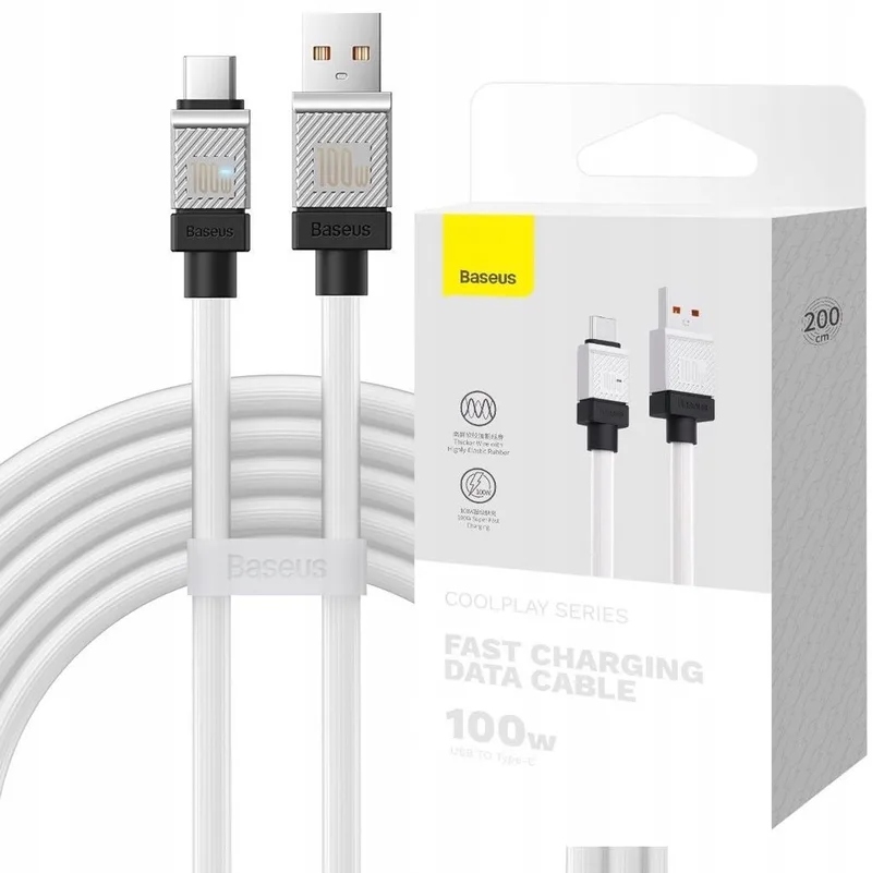 USB-C Kabel 2m 100W Snel Opladen PD Wit från Baseus – produktbild