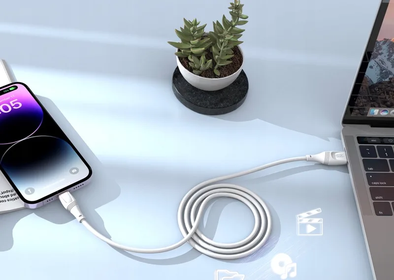 USB-C kabel 3m Quick Charge 2A Gegevensoverdracht Sterk de Baseus en Blanc – photo produit
