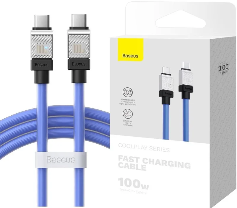USB-C naar USB-C Kabel 1m 100W Snel Opladen PD QC Oranje by Baseus in Black, Blue, Grey – product photo