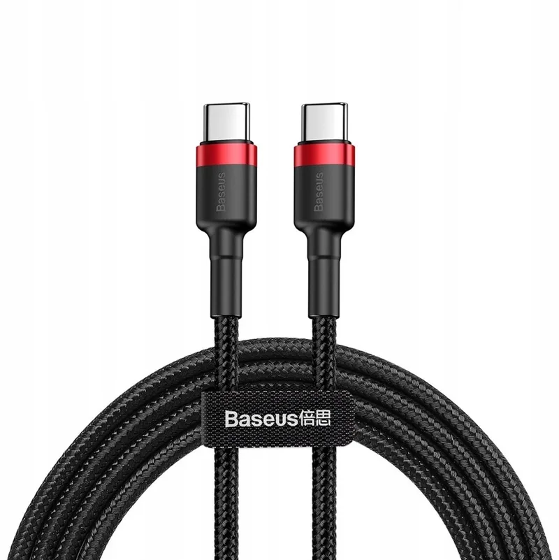 USB-C PD Kabel 60W 2m Zwart-Rood Snel Laden & Data by Baseus – product photo