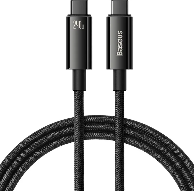 USB - C - USB C kabel 480Mb/s 240W 1m Baseus Wolfraam Goud CAWJ040101 van Baseus in Zwart – productfoto