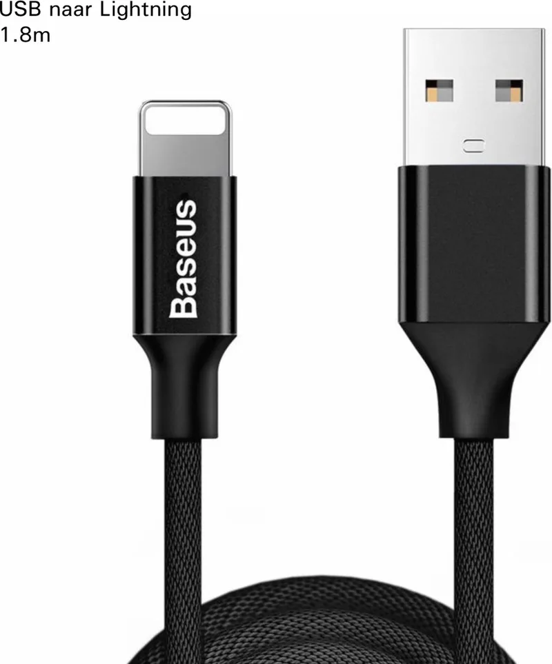 Yiven - met stof gevlochten kabel USB/Lightning 1,8M - (CALYW-A01) fra Baseus i Sort – produktbillede