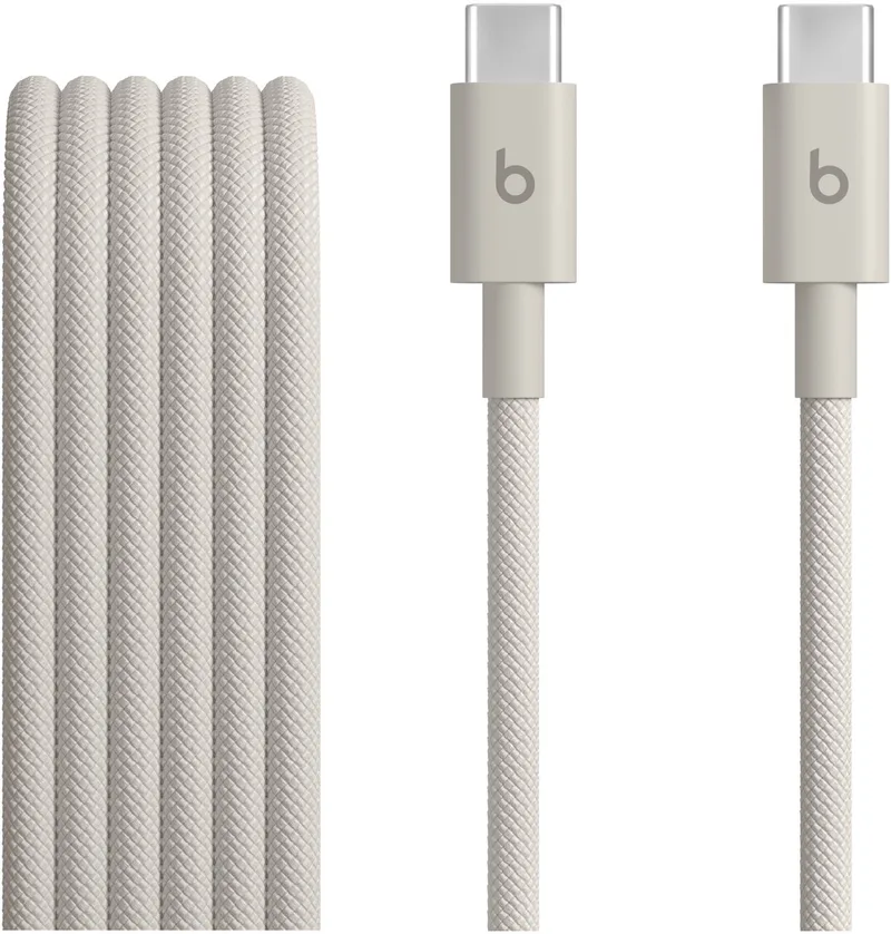 Geweven USB-C naar USB-C kabel 60W - 1,5 meter - Surge Stone från Beats i Beige – produktbild