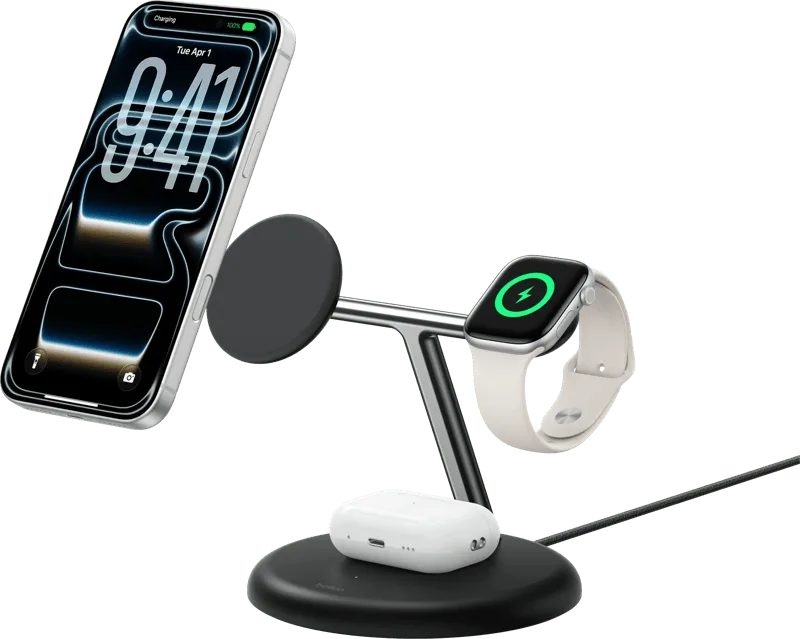 Belkin 3-in-1 Kabelloses Ladegerät mit MagSafe 25 Watt Schwarz by Belkin – product photo