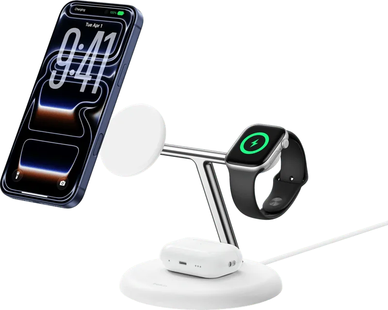 Belkin 3-in-1 Kabelloses Ladegerät mit MagSafe 25 Watt Weiß by Belkin – product photo