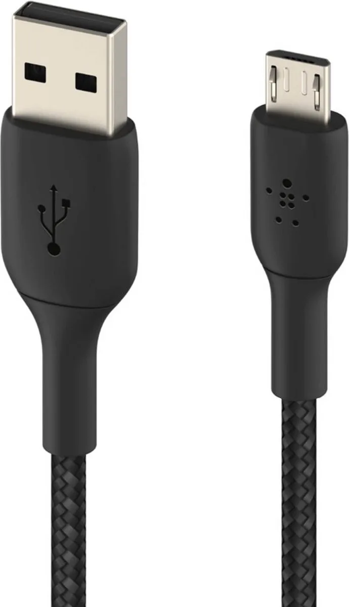 BOOST CHARGE™ - Micro-USB naar USB-A kabel braided - 1 meter fra Belkin i Sort – produktbillede