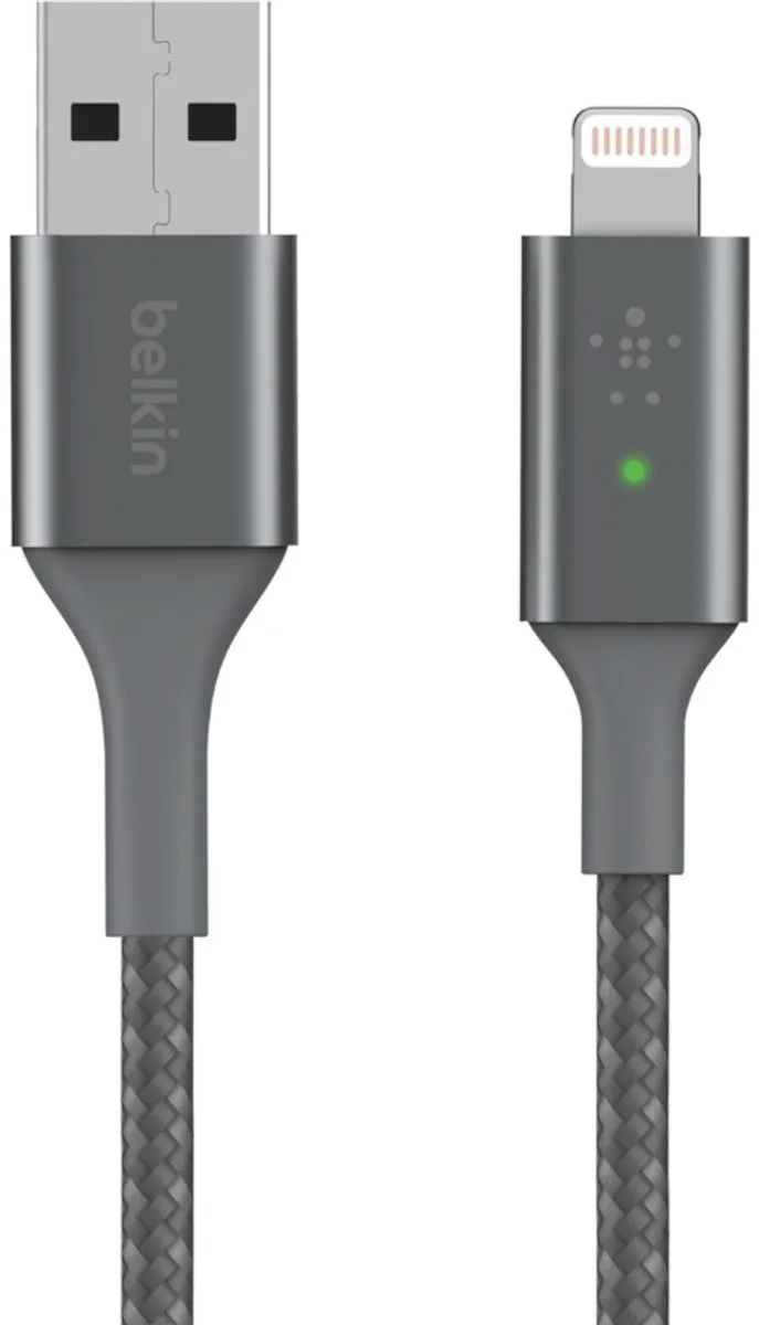 Boost-Up Charge - Telefoniekabel - Smart LED USB-A naar Lightning-kabel de Belkin en Gris – photo produit