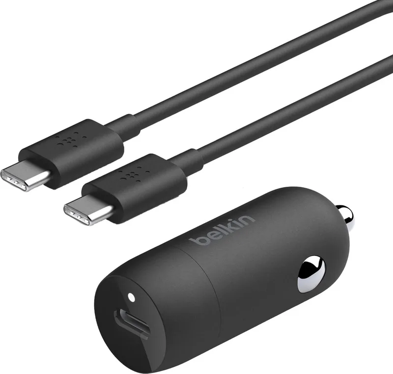 BoostCharge 30W USB-C Autolader inclusief USB-C/USB-C Kabel de Belkin en Noir – photo produit