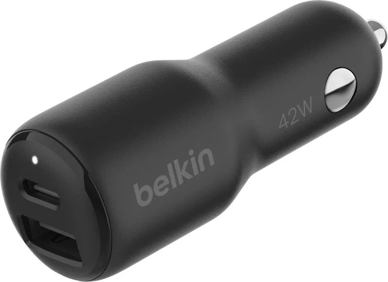 BoostCharge 42W Dual-Port USB-C/USB-A Car Charger de Belkin en Noir – photo produit