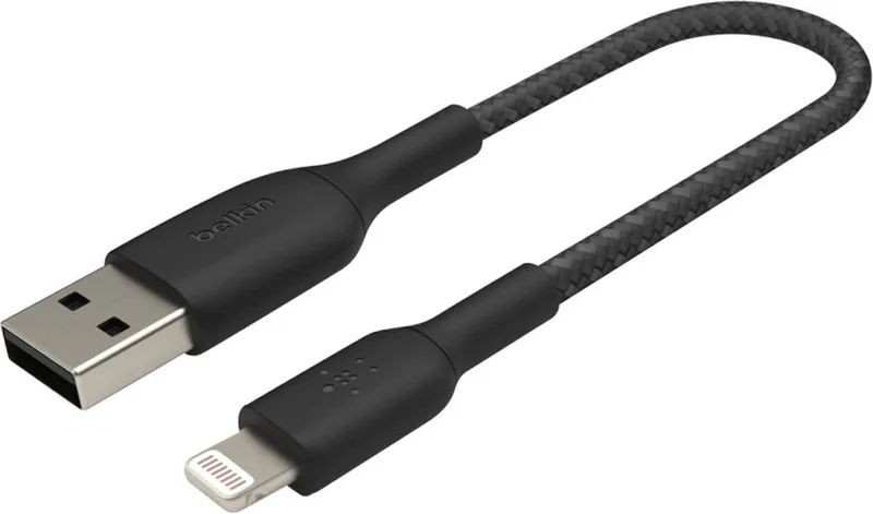 BOOST↑CHARGE Braided - USB-A naar Lightning Kabel - 0,15 Meter - 12W by Belkin in Black – product photo