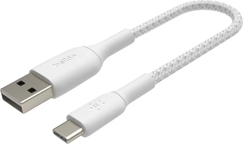 BOOST↑CHARGE Braided - USB-A naar USB-C Kabel - 0,15 Meter - 12W by Belkin in White – product photo