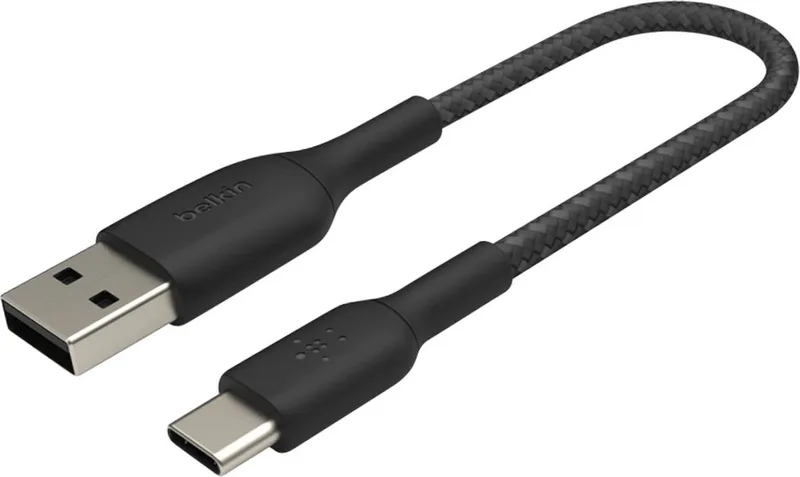 BOOST↑CHARGE Braided - USB-A naar USB-C Kabel - 0,15 Meter - 15W by Belkin in Black – product photo