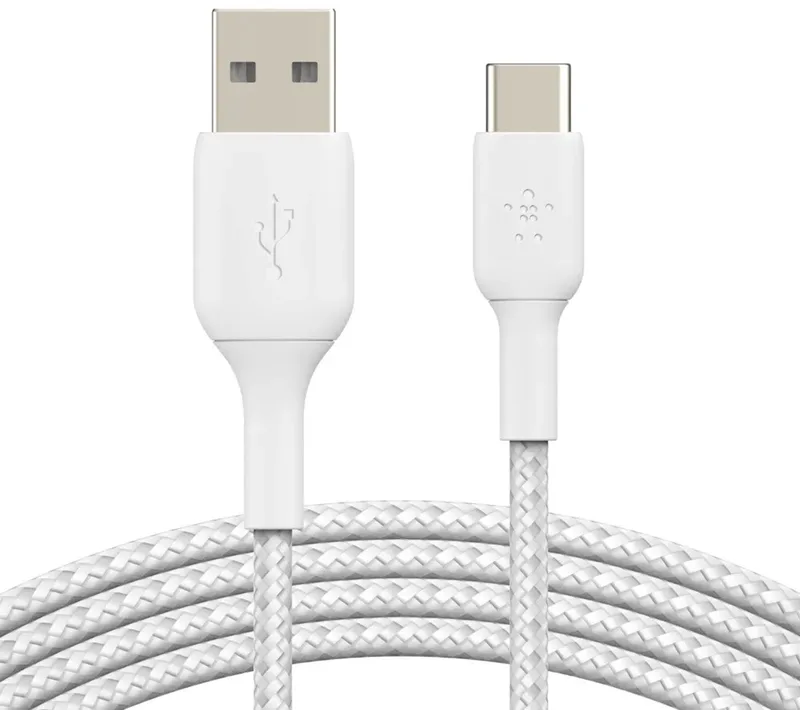 BOOST↑CHARGE Braided - USB-A naar USB-C Kabel - 1 Meter - 15W by Belkin in White – product photo