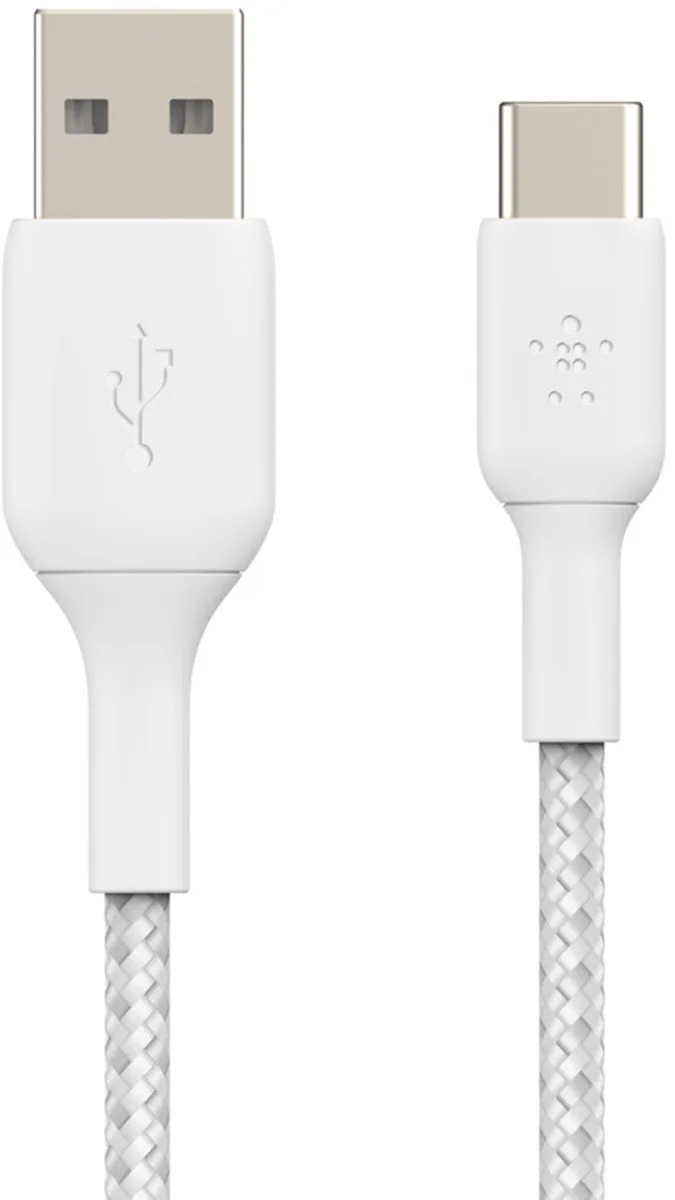 BOOST↑CHARGE Braided - USB-A naar USB-C Kabel - 2 Meter - 15W van Belkin in Wit – productfoto