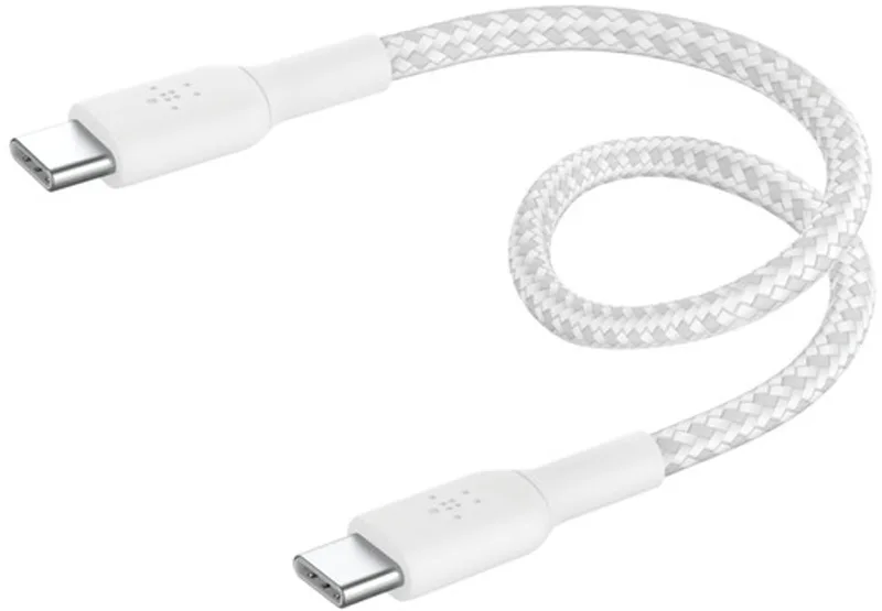 BOOST↑CHARGE Braided - USB-C naar USB-C Kabel - 0,15 Meter - 60W by Belkin in White – product photo