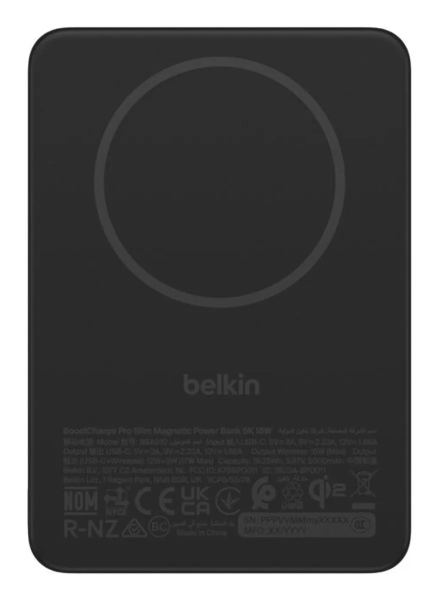 BoostCharge Magnetische Powerbank 5.000 mAh – Qi2 15W – MagSafe-compatibel – USB-C 20W – Magnetische Ring – Zwart fra Belkin i Sort – produktbillede