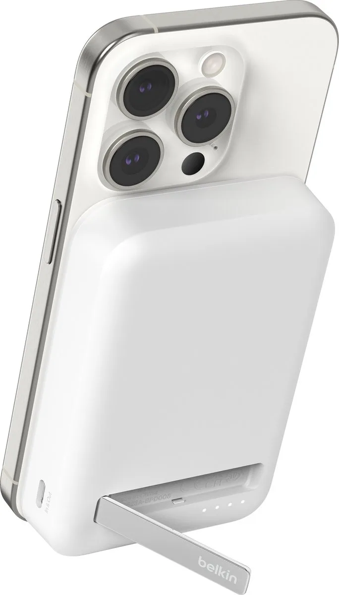 BoostCharge Pro 10000mAh Draadloze Powerbank IQ2 met Standaard by Belkin in White – product photo