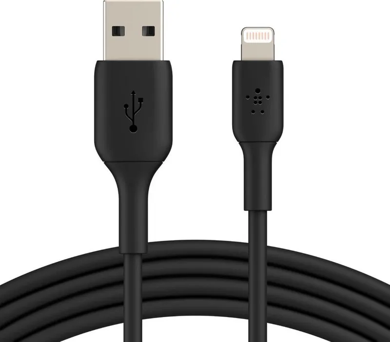 BOOST↑CHARGE - USB-A naar Lightning Kabel - 1 Meter - 12W - 2-Pack von Belkin in Schwarz – Produktfoto
