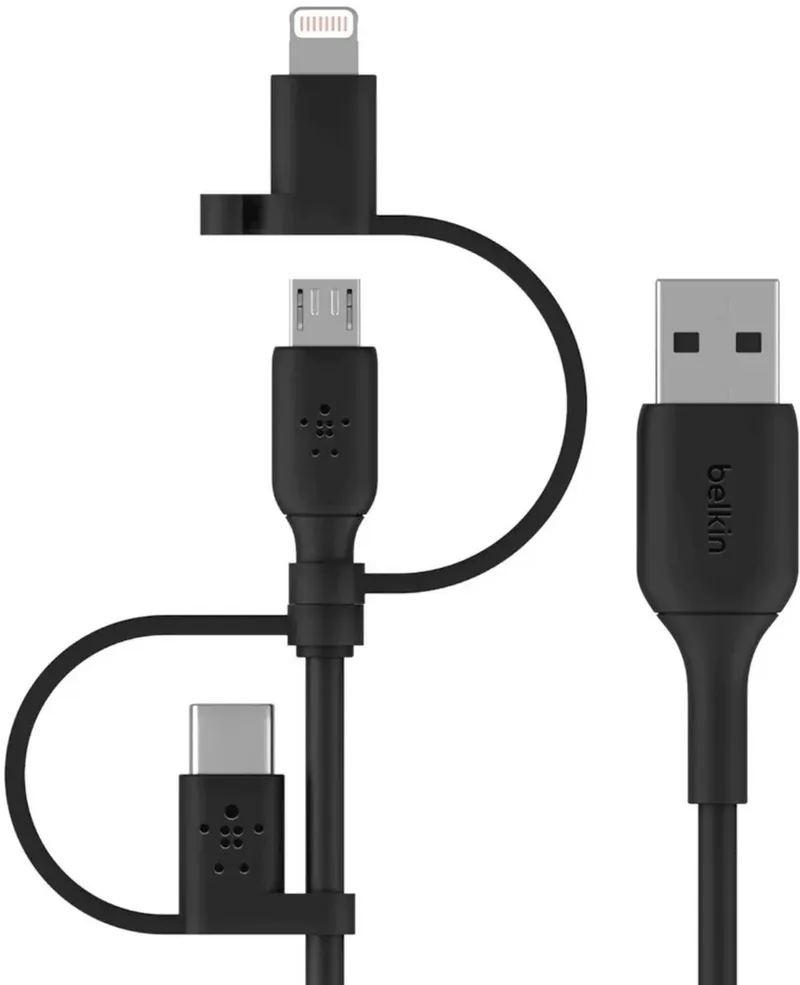 BOOST↑CHARGE™ Universele USB-kabel - 1 meter - USB-A /USB-C/Micro-USB/Lightning connector de Belkin en Noir – photo produit