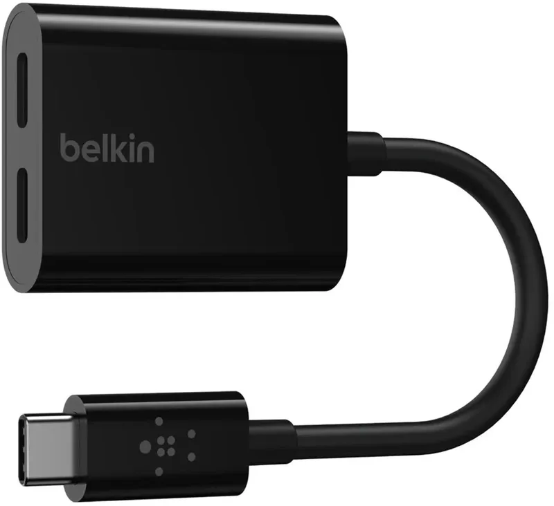 CONNECT™ USB-C™-audio- en oplaadadapter - oplader voor mobiele apparatuur by Belkin in Black – product photo