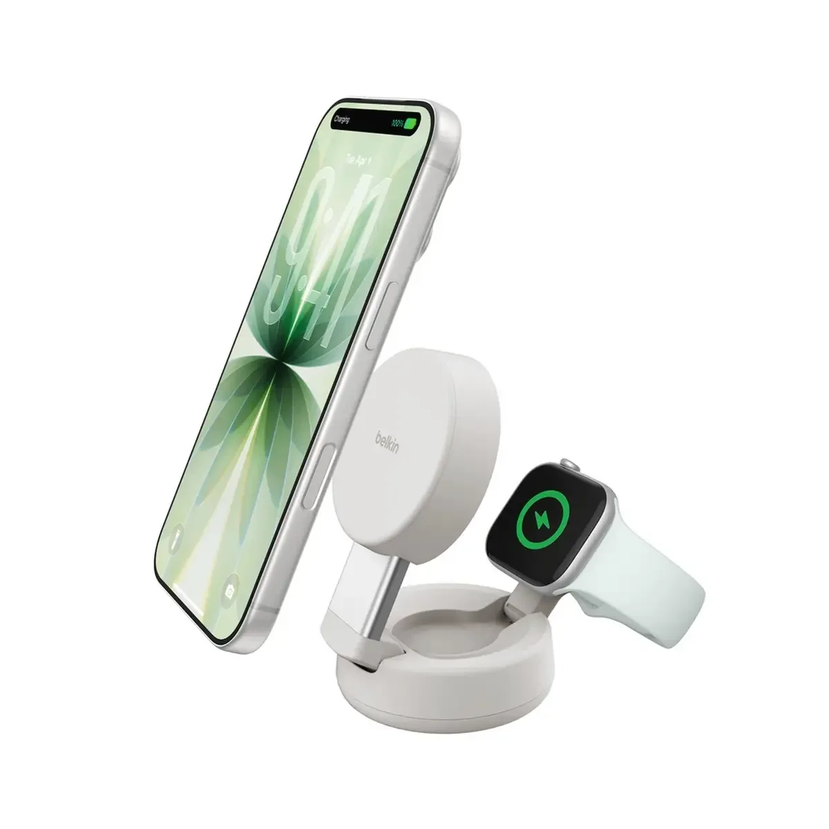Induktions-Ladegerät 25 W UltraCharge Pro WIZ043kqSD Ausgänge Magnetanschluss Beige von Belkin – Produktfoto
