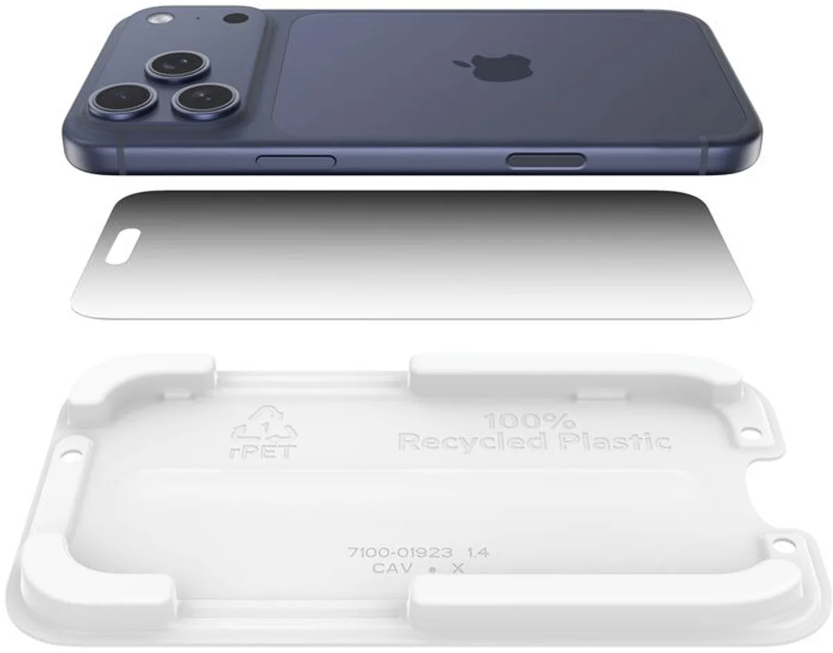 InvisiGlass Privacy iPhone 17 Pro Max glazen screenprotector van Belkin – productfoto