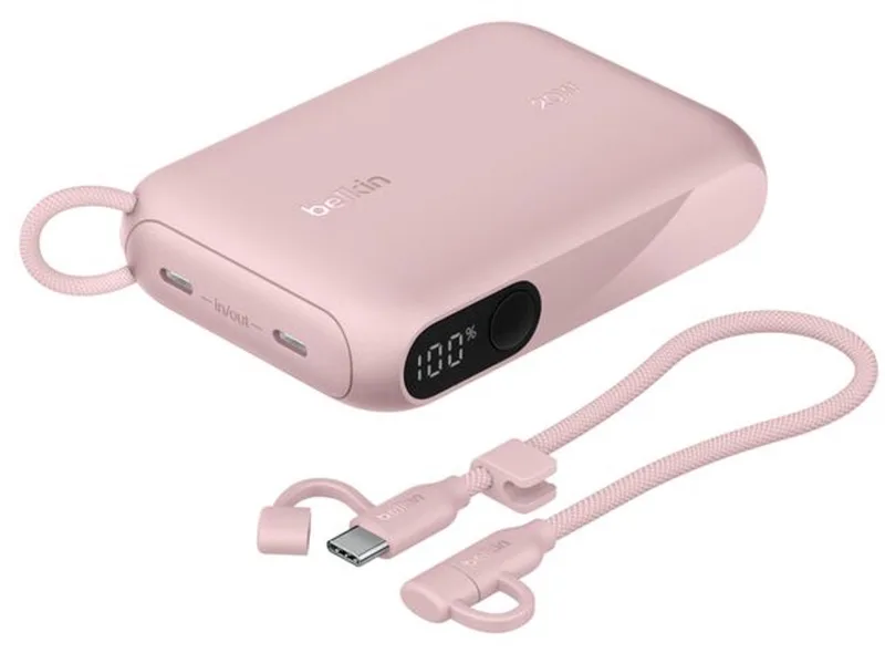 Power Bank 20W 10.000 mAh met Display – Roze de Belkin en Rose – photo produit