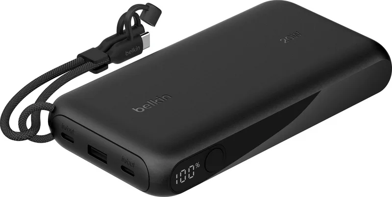 Power Bank 20W 20000 mAh met display van Belkin in Zwart – productfoto