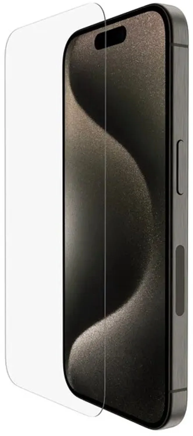 TemperedGlass Screenprotector – iPhone 15 Pro van Belkin – productfoto