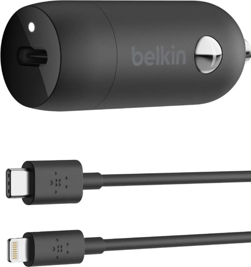 USB-C Auto Power Delivery snel lader 18W met USB-C naar Lightning kabel 1.2m - Wit från Belkin i Svart – produktbild