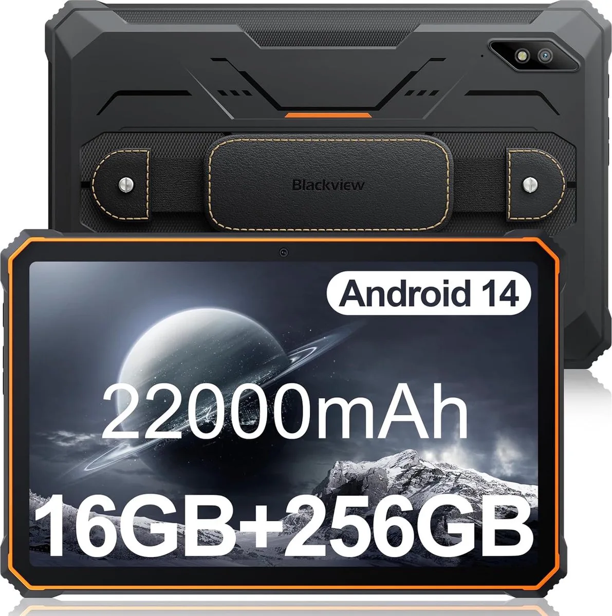 Active 8 Pro - Tablet - 16GB RAM - 256GB - Dual 4G SIM+WiFi - 10.36 inch - 22000mAh - Octa Core - Android 15 - 48MP+16MP - IP68 Waterdicht de Blackview en Orange – photo produit