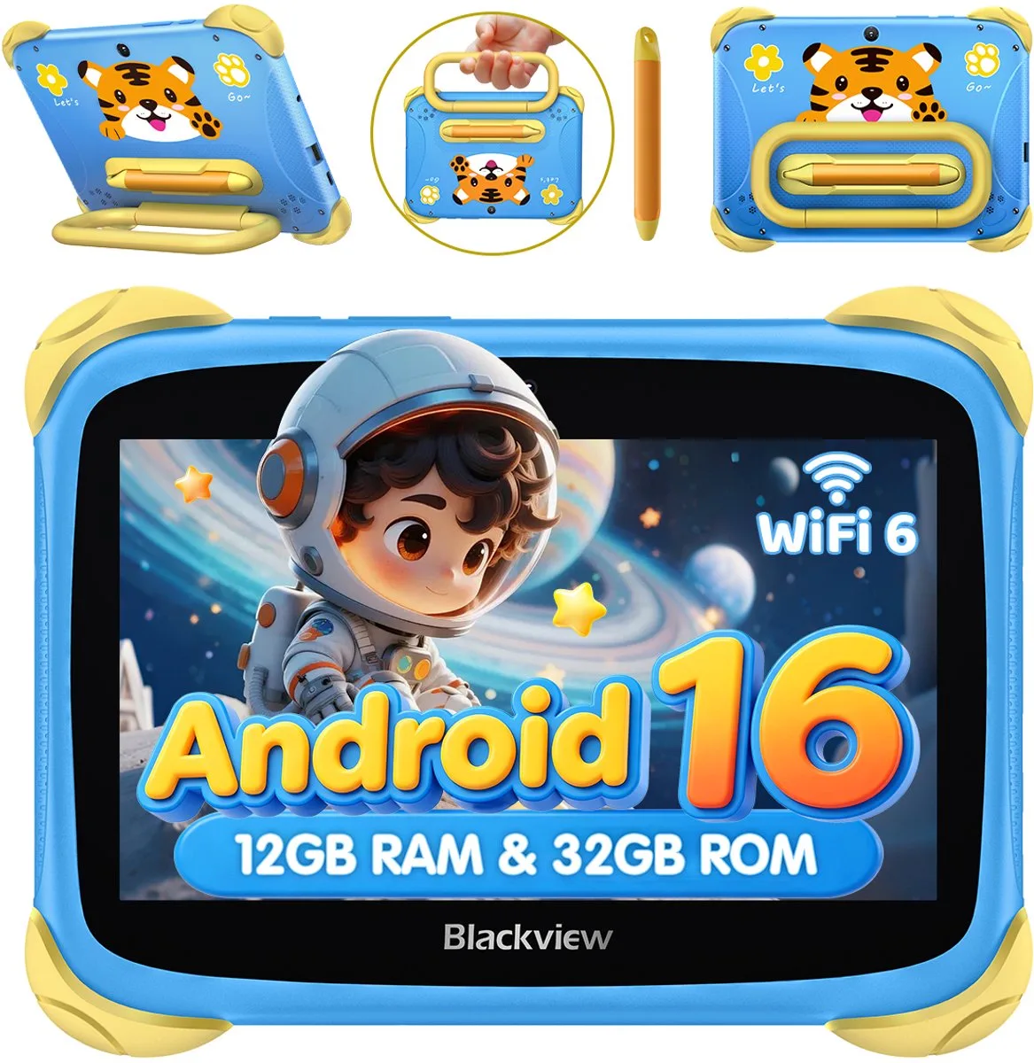 LINKMINIKIDS Tablet - 12GB RAM - 32GB ROM - 3000mAh- Android 16 de Blackview en Bleu – photo produit