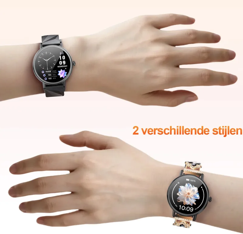 smartwatch dames - X30 - stappenteller horloge - full touchscreen - AMOLED - horloge - bluetooth sporthorloge - hartslagmeter -lederen horloges - bloeddrukmeter - Geschikt voor iOS/Android de Blackview en Noir – photo produit