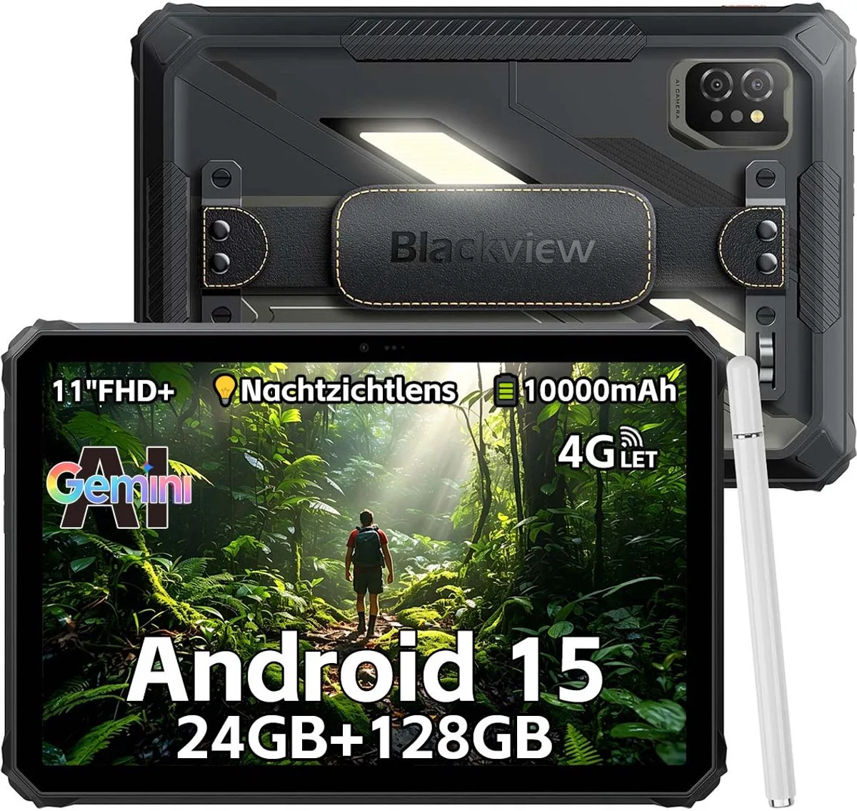 Tablet Blackview Active 7 - 24GB RAM - 128GB ROM - 11 inch - Android 15 - 10000mAh - BT 5,0 - Dual SIM 4G - GPS - OTG - NFC de Blackview en Noir – photo produit