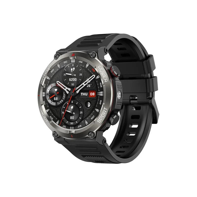 W50 Pro smartwatch met 1,45-inch scherm, batterijduur van 100 dagen, verlichting, kompas, IP68-waterdicht, bellen via Bluetooth, hartslagmeting, sporthorloge met meer dan 100 sportmodi voor Android/iOS by Blackview – product photo