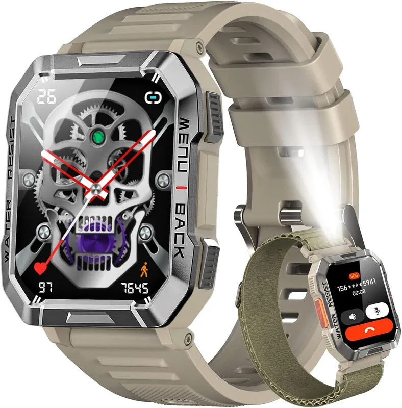 W60 Smartwatch Heren Fitness Horloge met Telefoonfunctie, Bellen / Oproepen Aanbellen, Kompas, IP68 Waterdicht, Sporthorloge met 100+ Sportmodi, Hartslag- en Slaapmonitor, Stappenteller, Horloge voor Android iOS van Blackview – productfoto