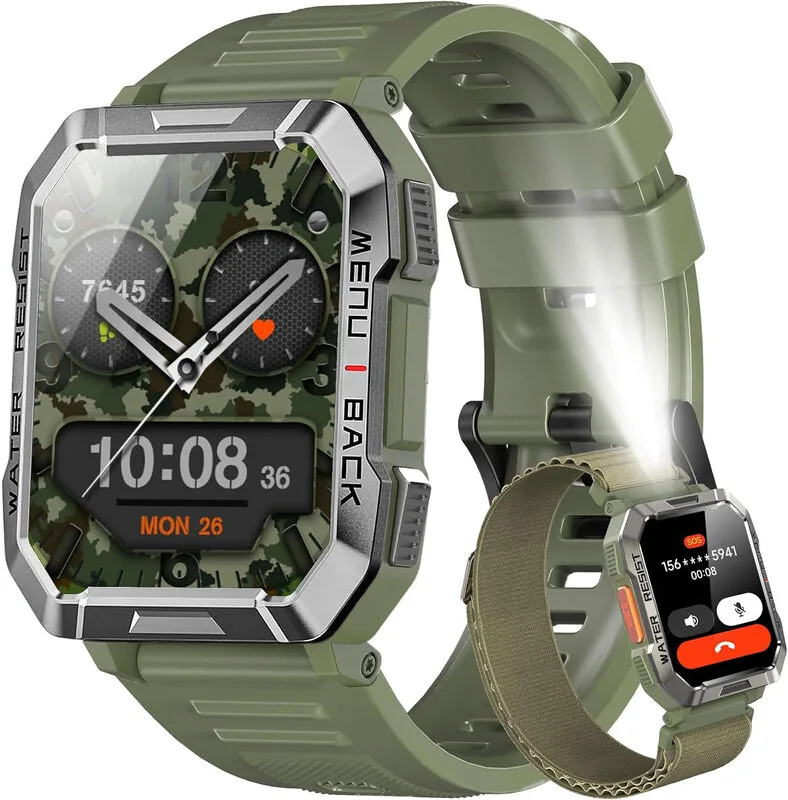 W60 Smartwatch Heren Fitness Horloge met Telefoonfunctie, Bellen / Oproepen Aanbellen, Kompas, IP68 Waterdicht, Sporthorloge met 100+ Sportmodi, Hartslag- en Slaapmonitor, Stappenteller, Horloge voor Android iOS de Blackview – photo produit