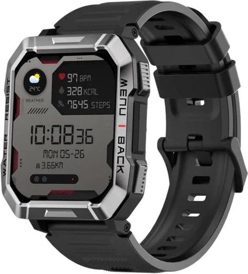 W60 Smartwatch voor heren - fitnesshorloge met telefoonfunctie (bellen/ontvangen) - kompas - IP68 waterdicht - sporthorloge met 100+ sportmodi - hartslag- en slaapmonitor - stappenteller - geschikt voor Android en iOS by Blackview in Grey – product photo