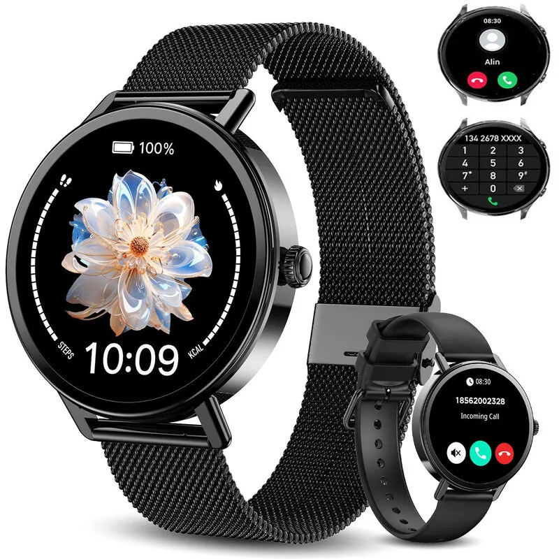 X30 smartwatch voor dames, 1,26 inch ronde fitnesshorloge met hartslagmeter, slaapmonitor, SpO2, stappenteller & activiteitentracker, IP67 waterdicht voor sport, werk & dagelijks gebruik, Android & iOS van Blackview – productfoto