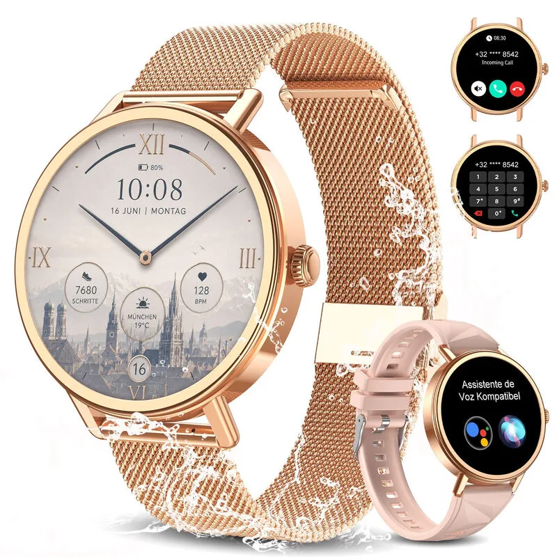 X30 Smartwatch voor Dames, 1,26 Inch Ronde Fitnesshorloge met Hartslagmeter, Slaapmonitor, SpO2, Stappenteller & Activiteitentracker, IP67 Waterdicht voor Sport, Werk & Dagelijks Gebruik, Android & iOS van Blackview – productfoto