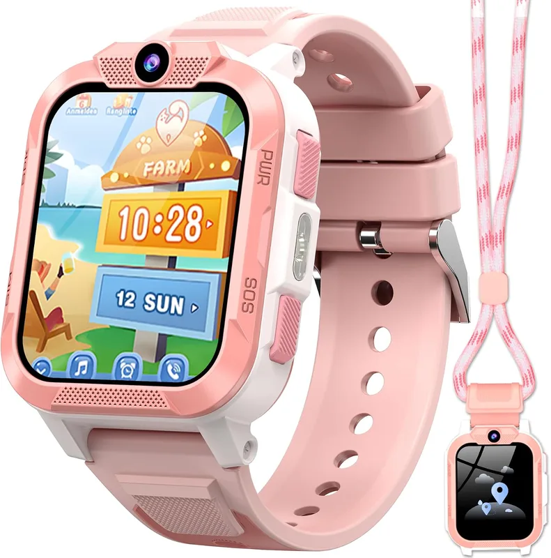 Z40 Pro 1,85" Smartwatch voor kinderen, Tap-to-Friends-functie, GPS+WiFi+LBS, 850 mAh, SOS-knop, 4G, Schoolmodus (geen games), IP68, stappenteller, roze van Blackview – productfoto