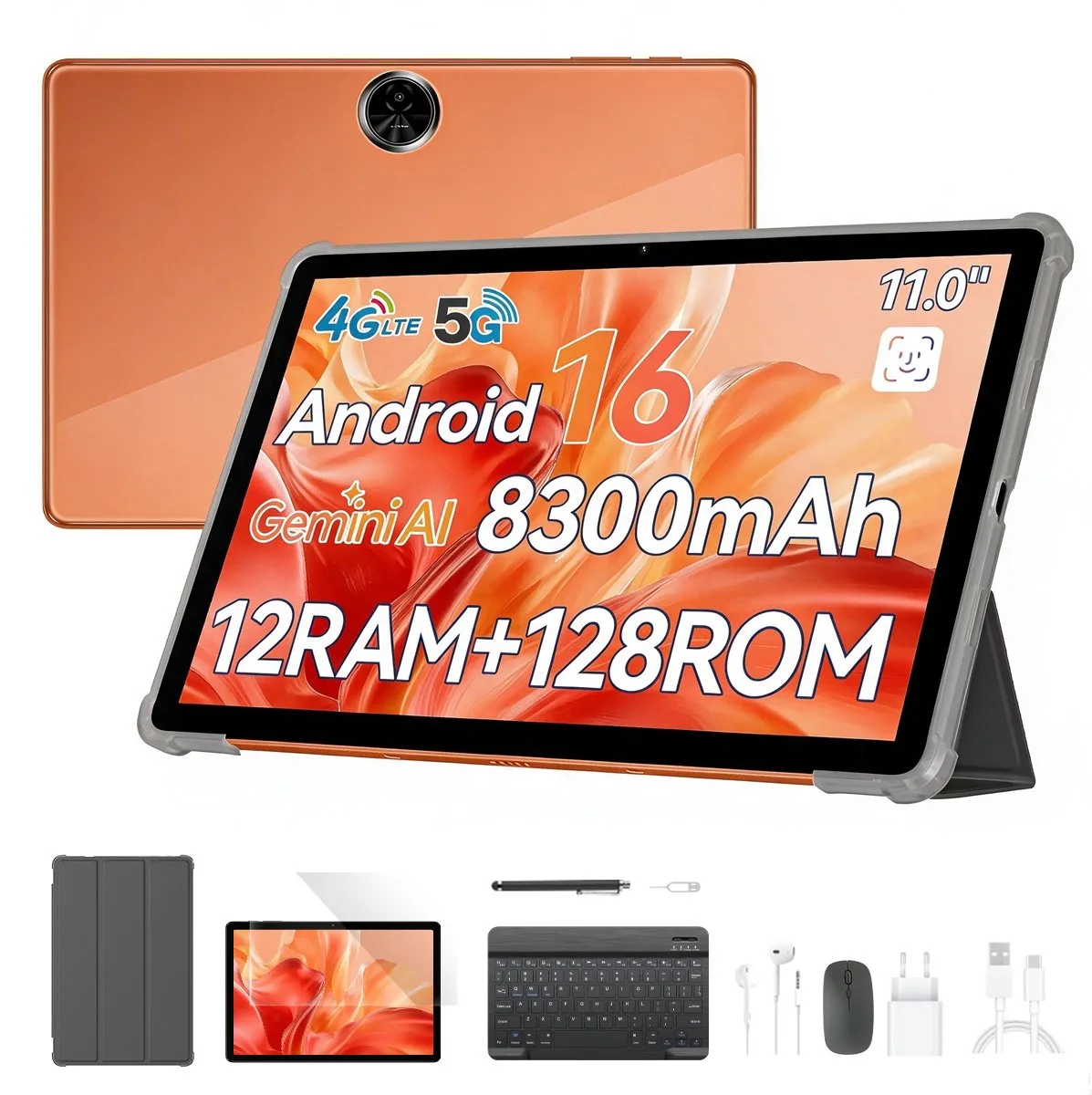 ZENO5 - Tablet - 11 inch - 12GB RAM - 128GB ROM- 8300mAh- Android 16 - Oranje de Blackview en Orange – photo produit