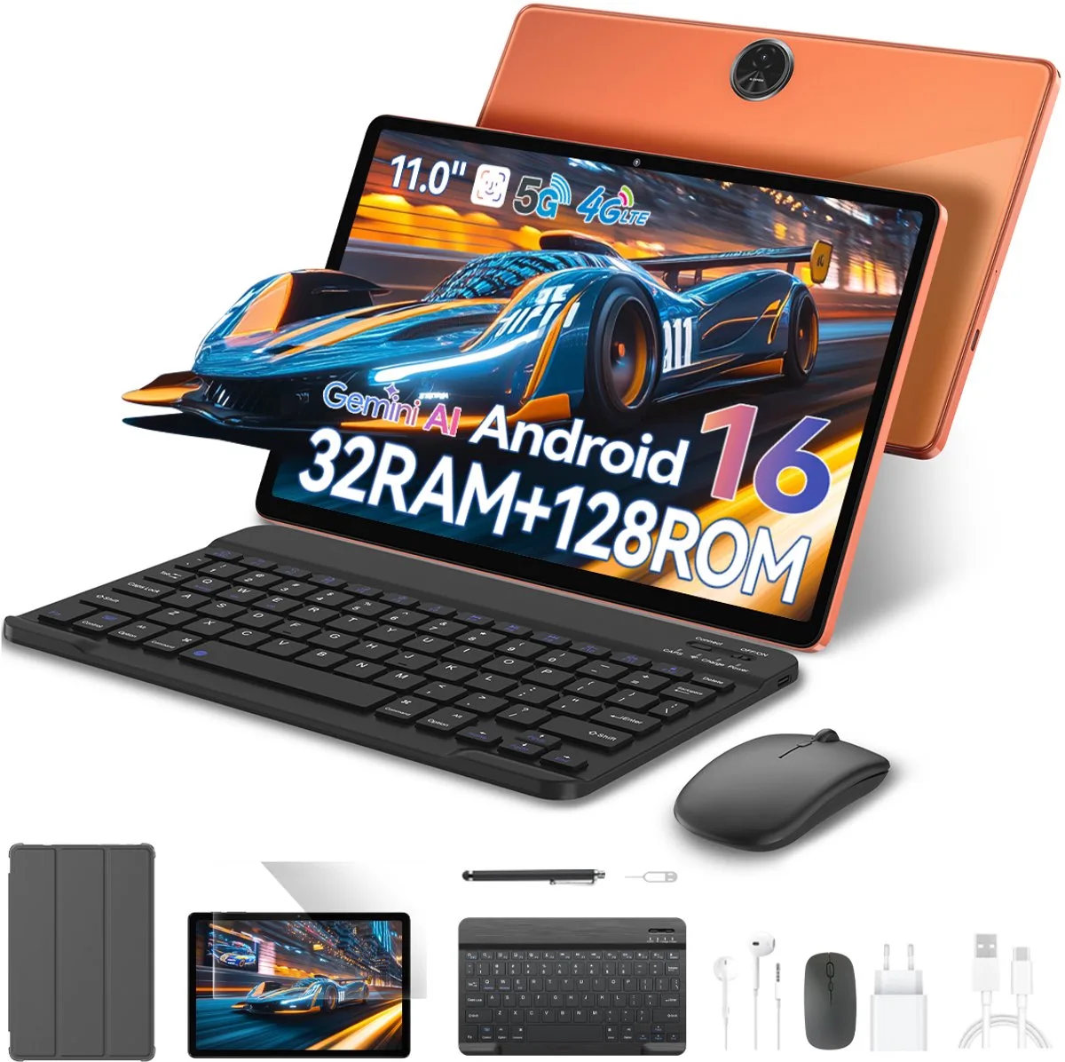 ZENO5 - Tablet - 11 inch - 32GB RAM - 128GB ROM- 8300mAh- Android 16 fra Blackview i Orange – produktbillede