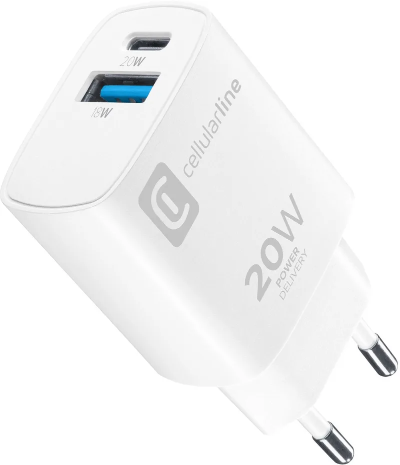 ACHIPH2USBPD20SMLW oplader voor mobiele apparatuur Smartphone, Universeel AC Binnen van Cellularline in Wit – productfoto