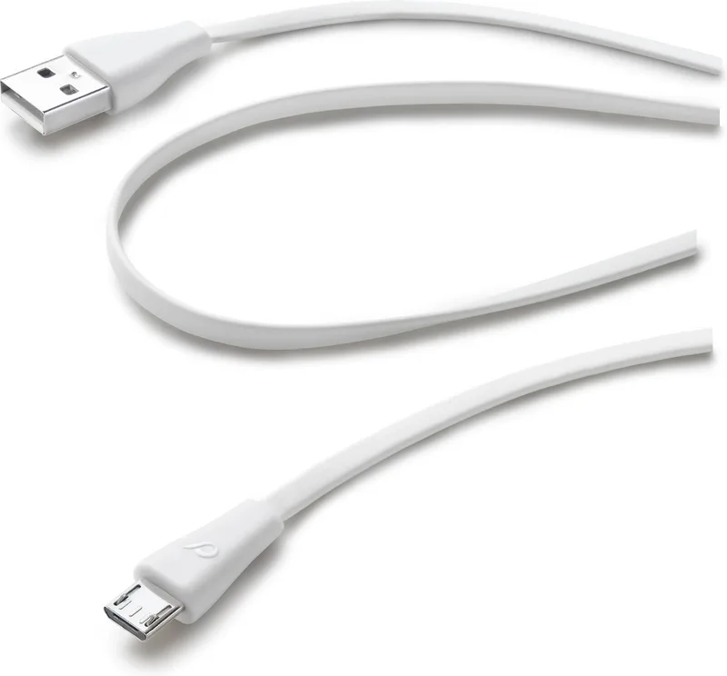 Data kabel, micro-usb flat von Cellularline in Weiß – Produktfoto